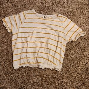 Yellow Striped Cropped Shirt